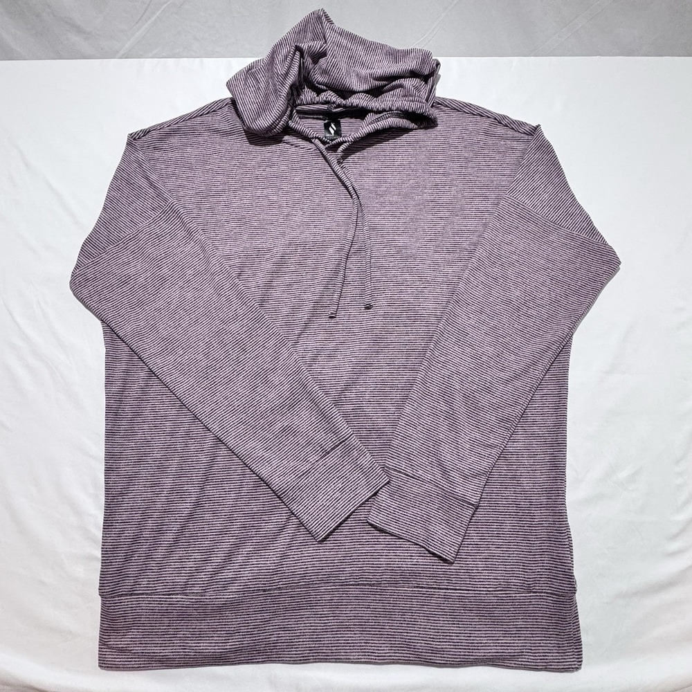 Sketchers Go Walk Long Sleeve Pullover Women's Mauve/Black Striped Shirt Size L